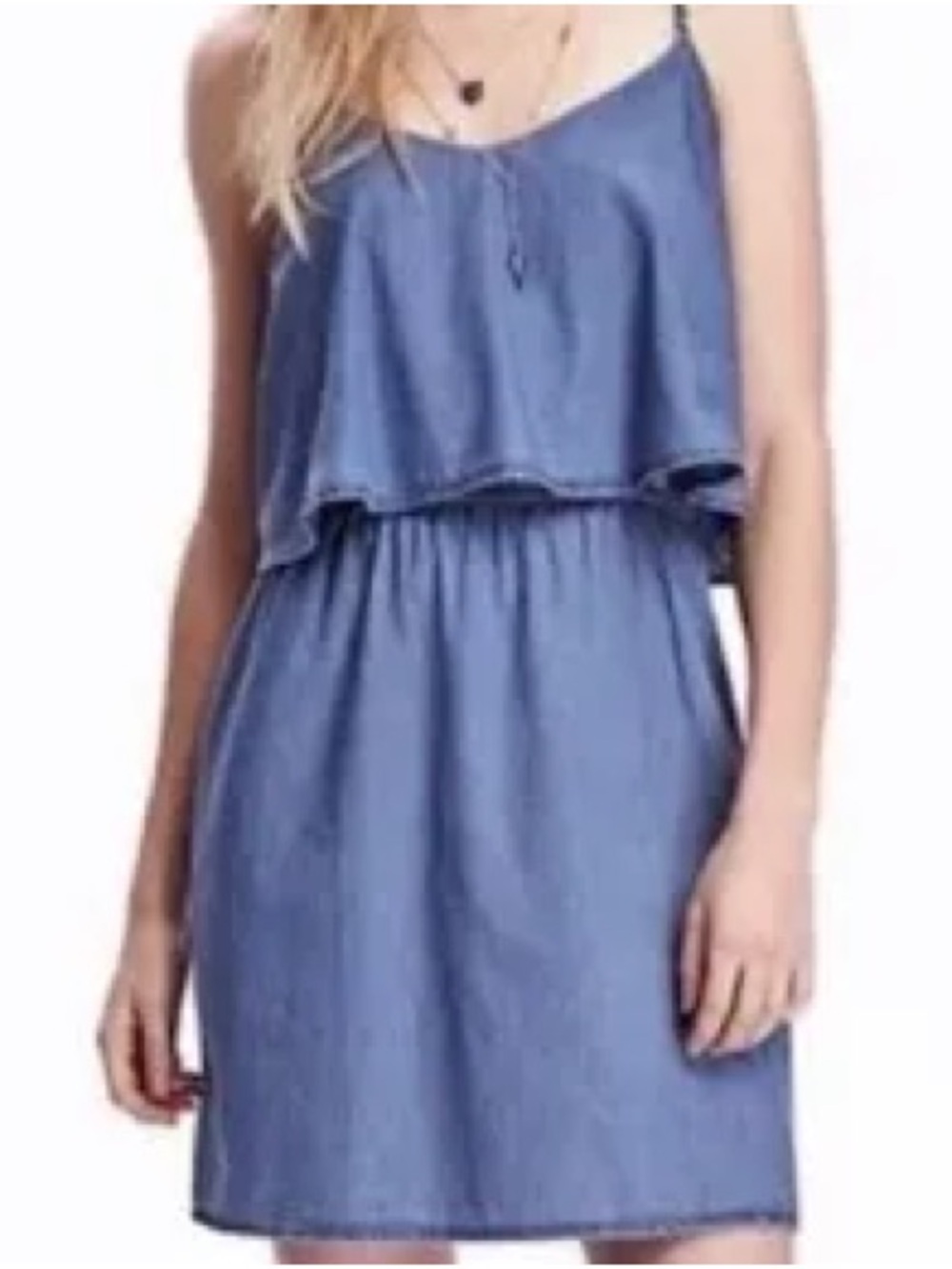Old Navy Blue Ruffle-Overlay Mini Dress